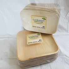 Load image into Gallery viewer, SDPMart Premium Leaf Plates - 10" Square Plates - 25 Nos